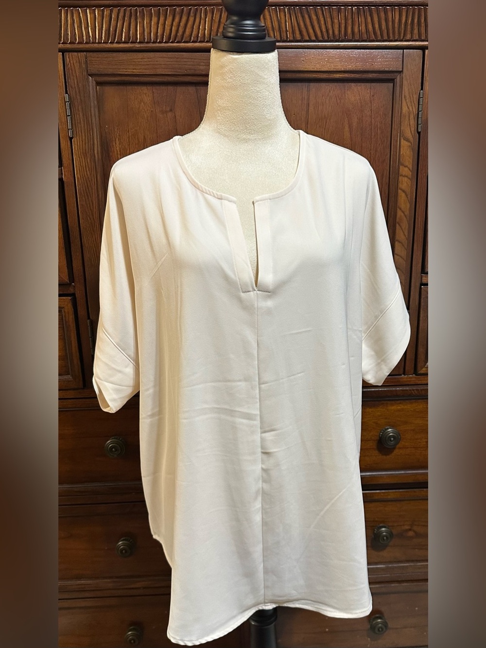 Zenana Outfitters Cream Split-Front Tunic